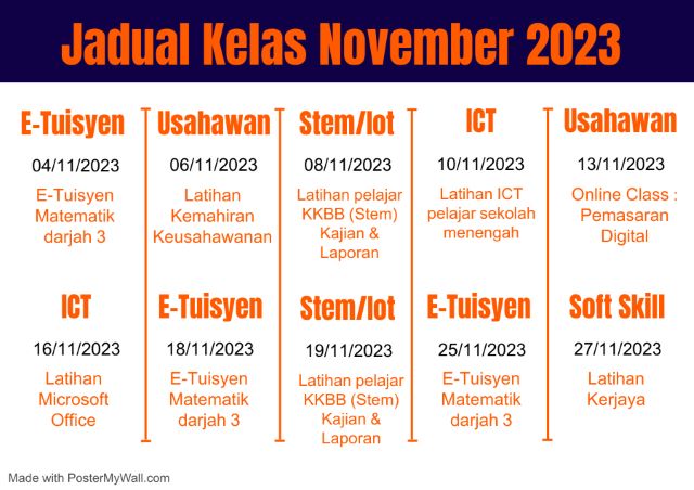 jadual kelas november 2023