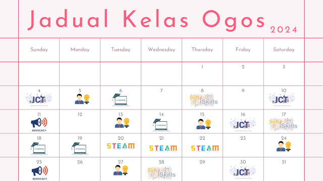 jadual kelas ogos 2024