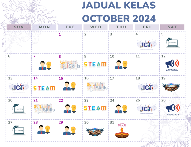 jadual kelas oktober 2024